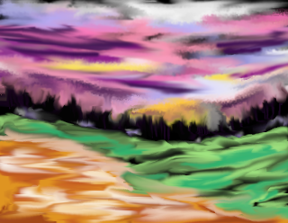 "Bob Ross - Evening at Sunset", by Paige
