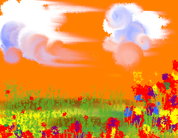 Tux Paint drawing: 'Cloud and my flower'