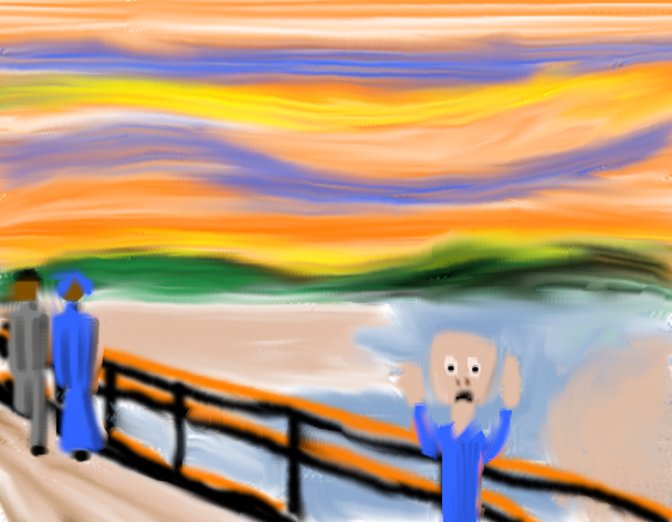 Tux Paint drawing: 'Apologies to Edvard Munch'