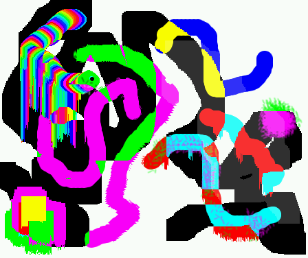 Tux Paint drawing: 'Schlangengewirr'