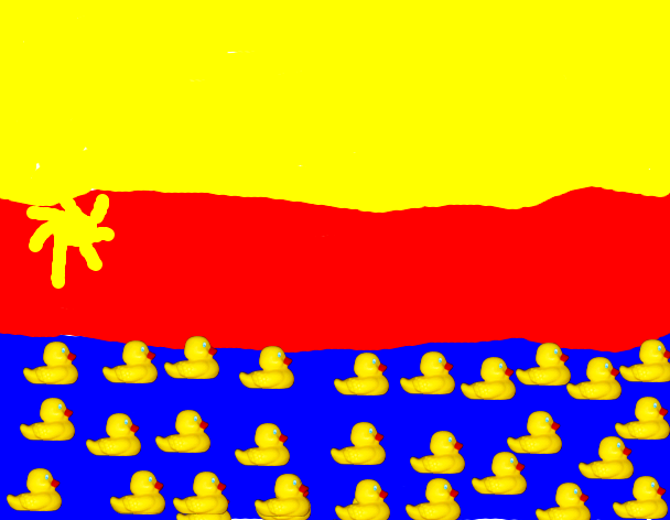 Tux Paint drawing: 'Duck Pond'