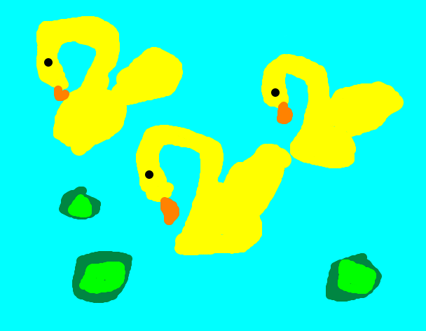 Tux Paint drawing: 'Swans'