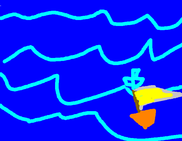 Tux Paint drawing: 'Sailboat'