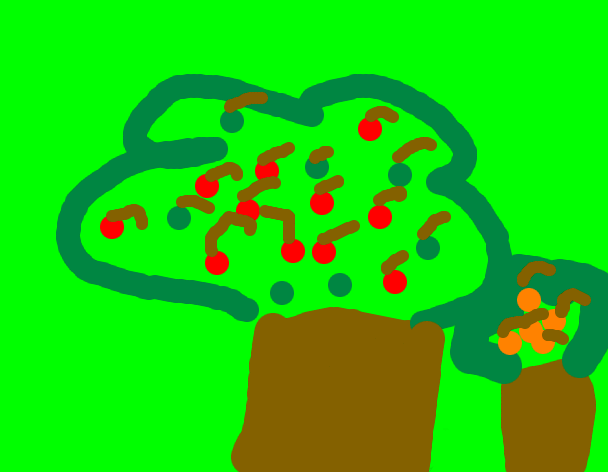 Tux Paint drawing: 'Cherry Tree Orchard'