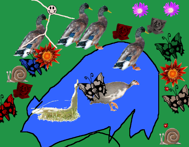 Tux Paint drawing: 'Duck pond'