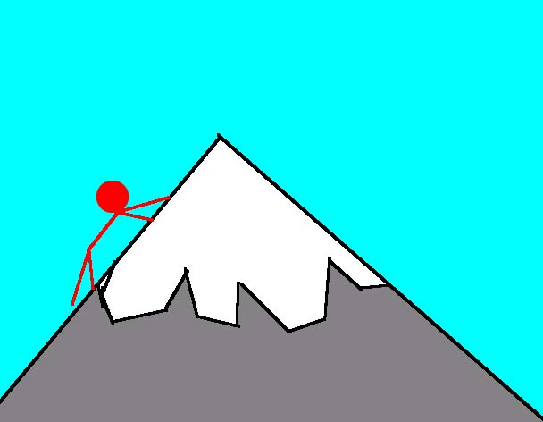 Tux Paint drawing: 'Climbing the peak'