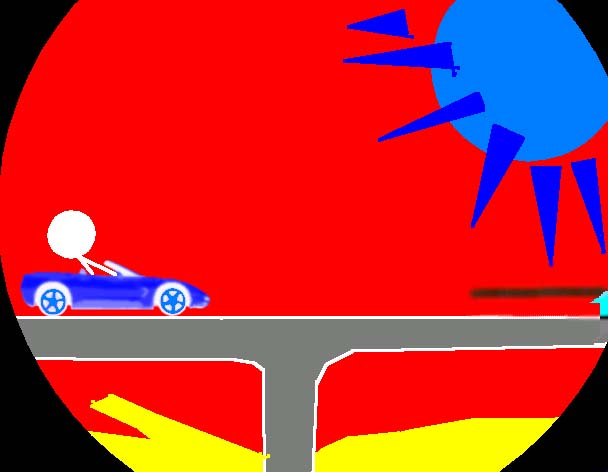 Tux Paint drawing: 'Driving'
