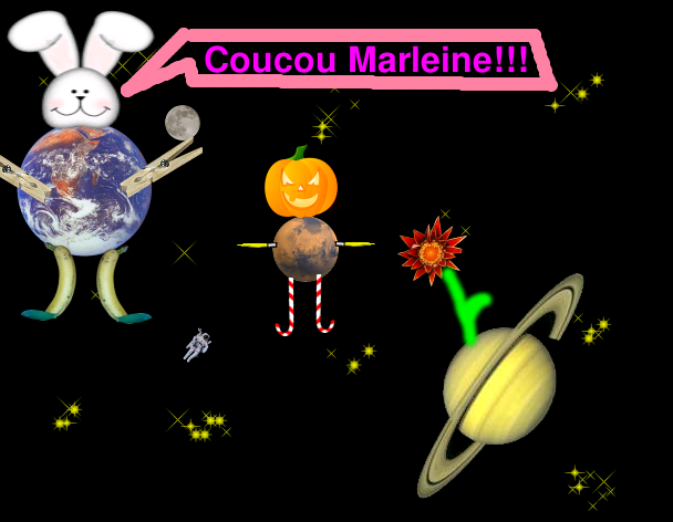 Tux Paint drawing: 'Coucou Marleine'