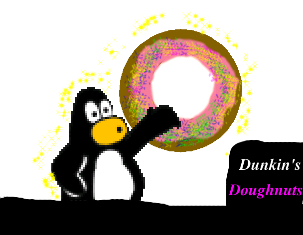 Tux Paint drawing: 'Dunkin's Doughnuts'