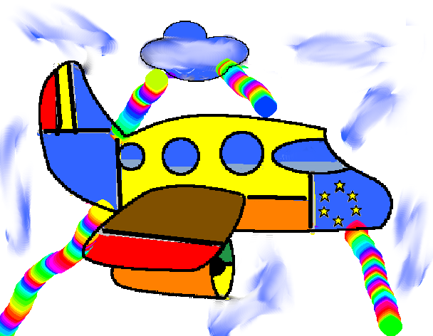 Tux Paint drawing: 'Rainbow Jet'