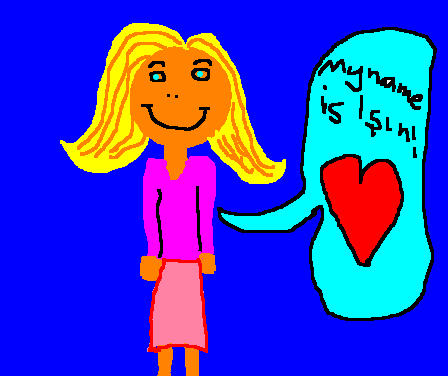 Tux Paint drawing: 'My name is Isin'