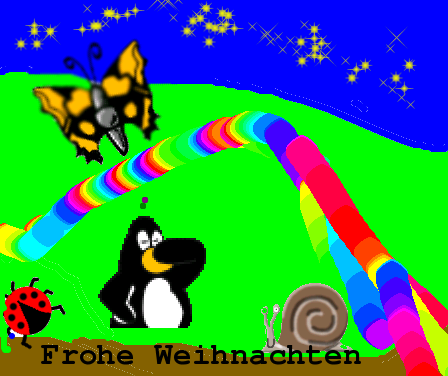 Tux Paint drawing: 'frohe weihnachten (Merry Christmas)'