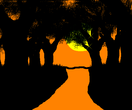 Tux Paint drawing: 'Evening Path'