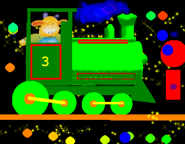 Tux Paint drawing: 'Space Train'