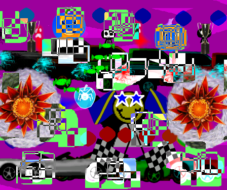 Tux Paint drawing: 'The Funky World'