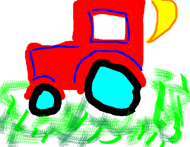 Tux Paint drawing: 'Red Tractor'