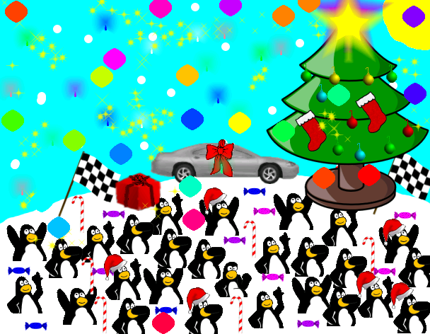 Tux Paint drawing: 'Christmas In Antartica'