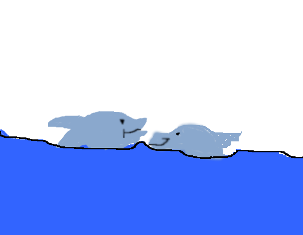 Tux Paint drawing: 'Dolphins'