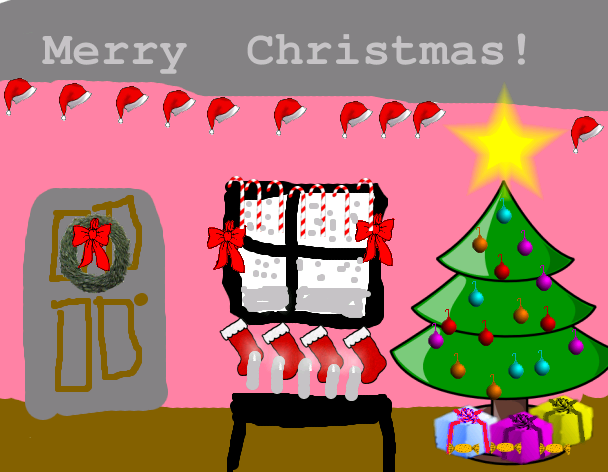 Tux Paint drawing: 'Merry Christmas'