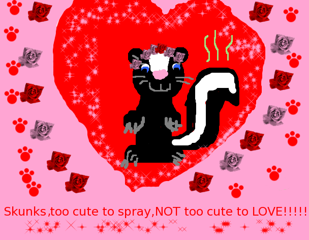 Tux Paint drawing: 'Valentine from a Skunk Lover'