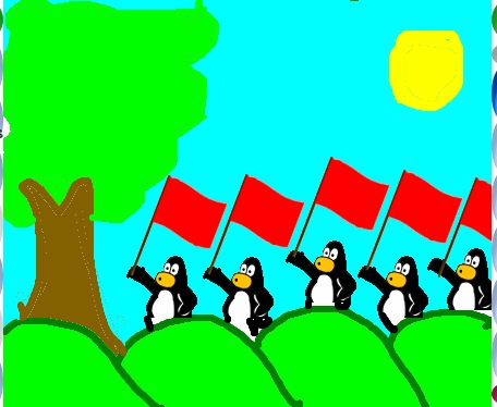 Tux Paint drawing: 'Flags'