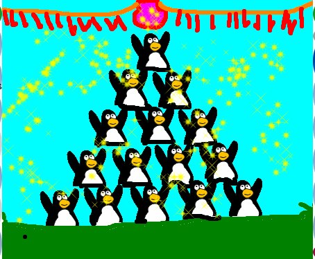 Tux Paint drawing: 'Pyramid festival'