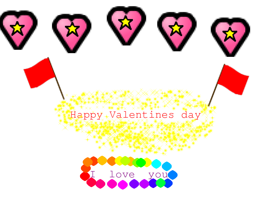 Tux Paint drawing: 'Happy Valentine's Day'