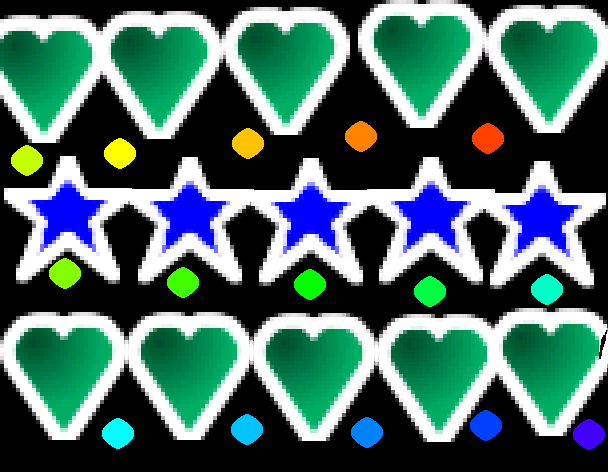 Tux Paint drawing: 'Hearts and stars'