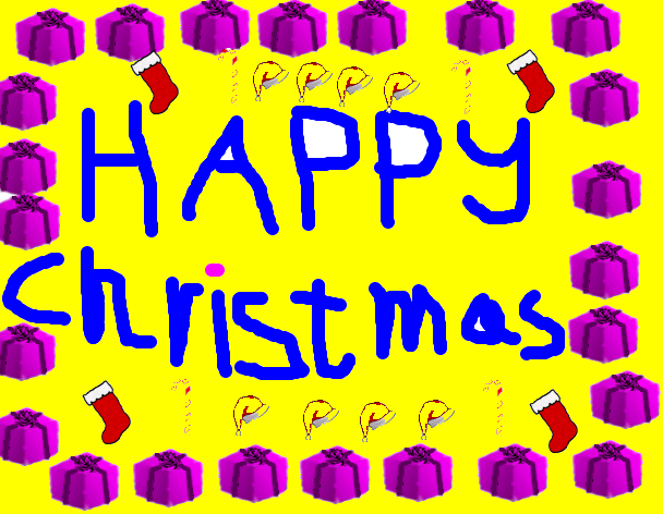 Tux Paint drawing: 'Happy Christmas'