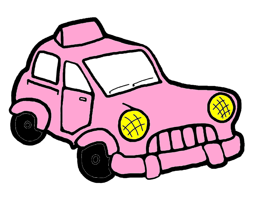 Tux Paint drawing: 'Pink car'