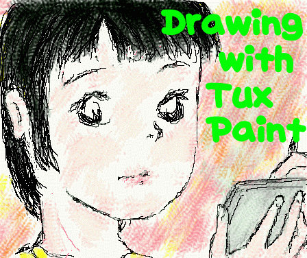 Tux Paint drawing: 'Girl and Zaurus'