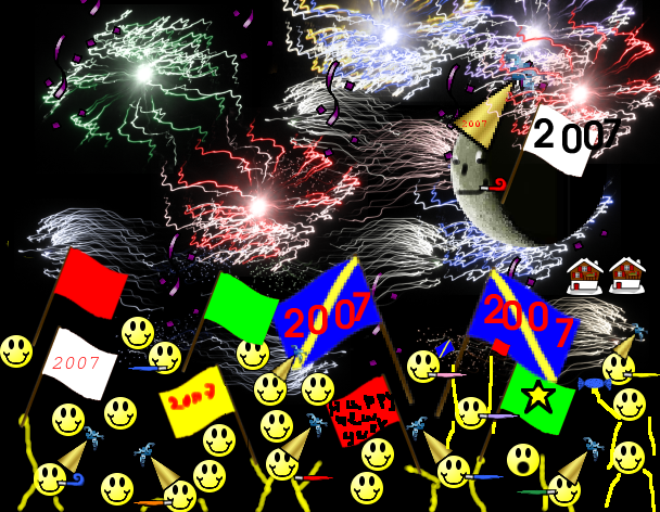 Tux Paint drawing: 'Happy New Year'