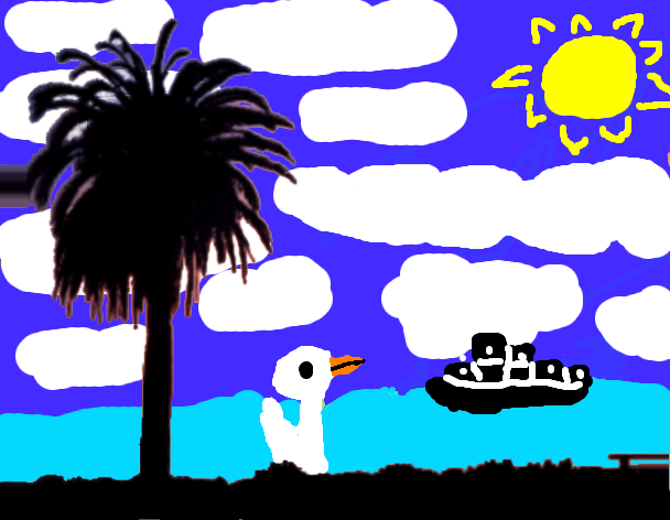 Tux Paint drawing: 'Boat and Duck'