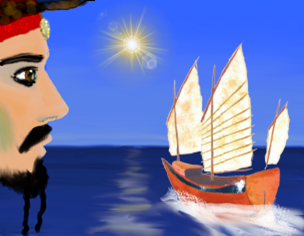 Tux Paint drawing: 'Captain Jack is Back'