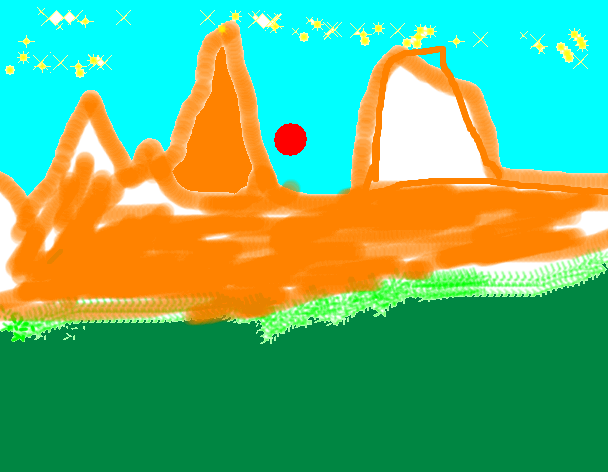 Tux Paint drawing: 'Volcano'